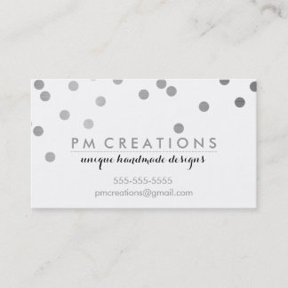 CONFETTI modern cute polka dot pattern silver foil Business Card