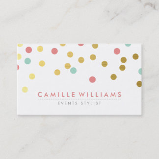CONFETTI modern cute spot pattern gold coral mint Business Card