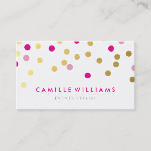 CONFETTI modern cute spot pattern gold pretty pink Business Card