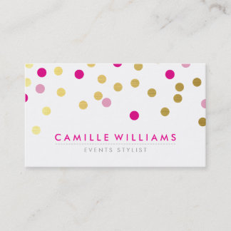 CONFETTI modern cute spot pattern gold pretty pink Business Card