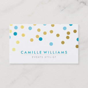 CONFETTI modern cute spot pattern gold turquoise Business Card