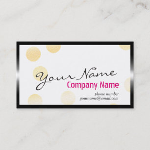 Confetti Modern Gold Dot with Black Metal Frame Business Card