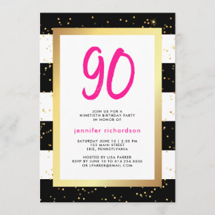 Confetti moderne  Invitation à la fête du 90e anni