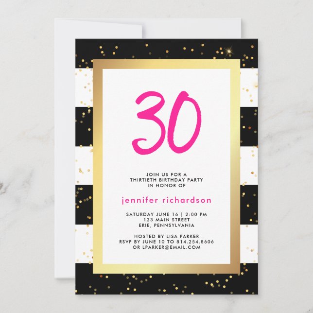 Confetti moderne | Invitation de fête du 30e anniv (Devant)