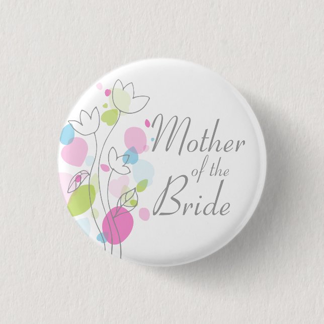Confetti Mother of the Bride wedding pin / button (Front)