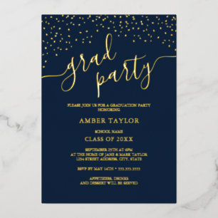 Confetti Navy Gold Graduation Party