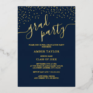 Confetti Navy Gold Photo Graduation Party