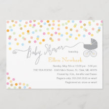 Confetti neutre| Invitations de douches pour bébés