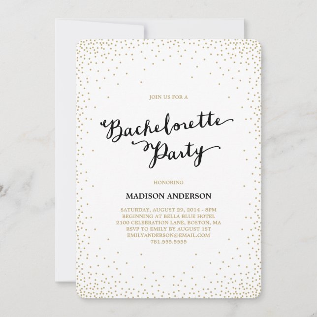 Confetti Nights | Bachelorette Party Invitation (Front)