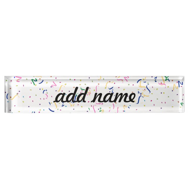 Confetti on Blank (Add A Background  Colour) Nameplate (Front)