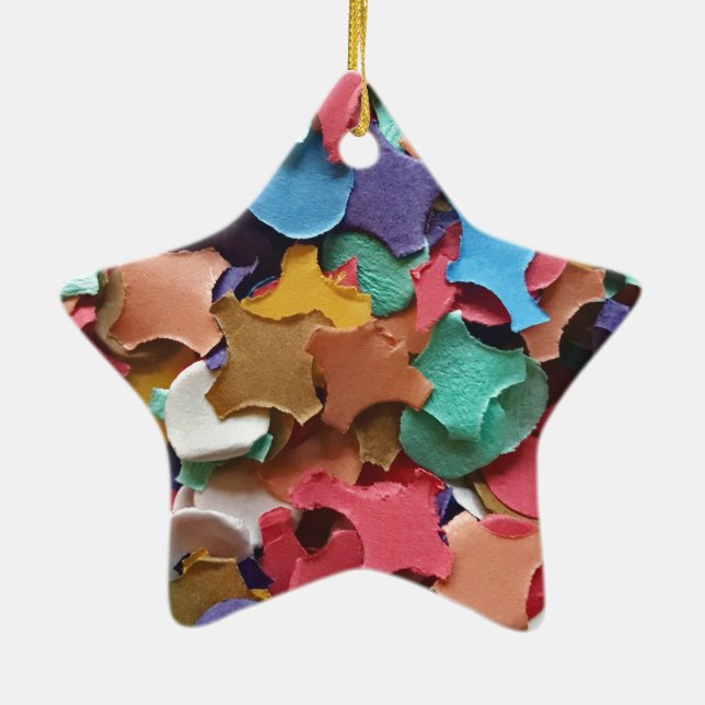Confetti Party Carnival Colourful Paper Funny Ceramic Ornament (Back)