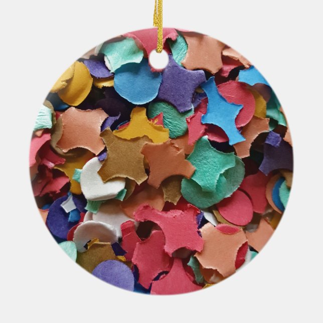 Confetti Party Carnival Colourful Paper Funny Ceramic Ornament (Back)