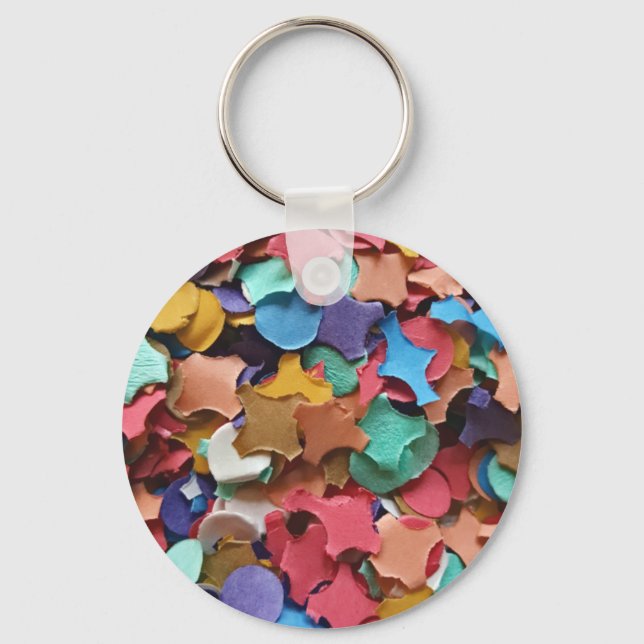 Confetti Party Carnival Colourful Paper Funny Keychain (Front)