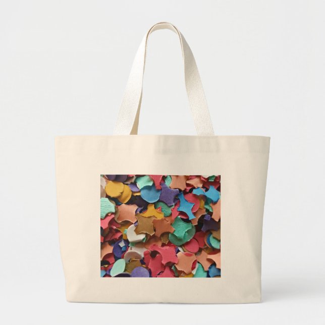 Confetti Party Carnival Colourful Paper Funny Large Tote Bag (Front)