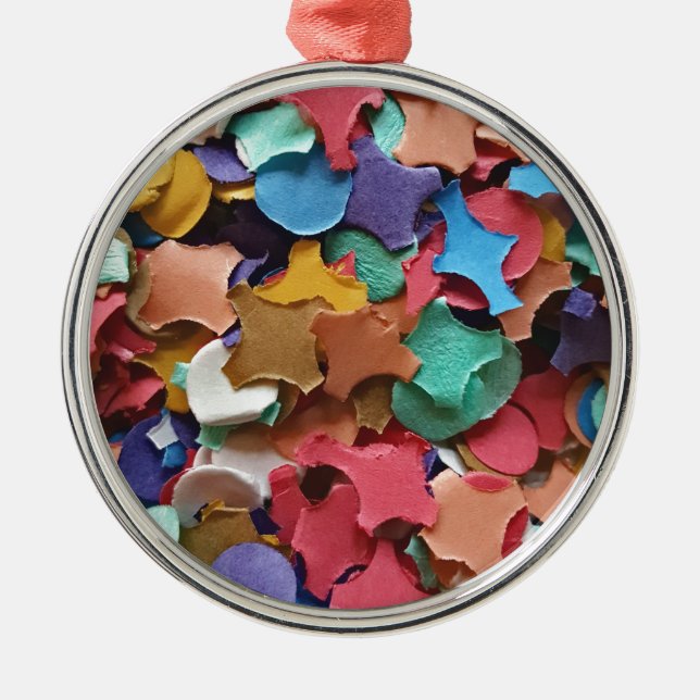 Confetti Party Carnival Colourful Paper Funny Metal Ornament (Front)