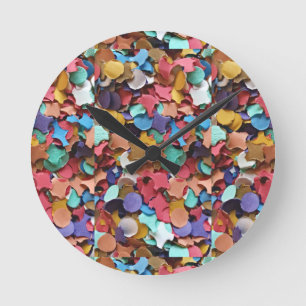 Confetti Party Carnival Colourful Paper Funny Round Clock