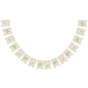 Confetti Party crocodile green beige Bunting Flags