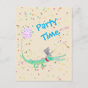 Confetti Party crocodile green beige Postcard