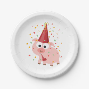 Confetti Party Pig Paper Plate