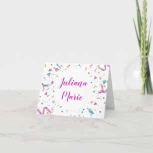Confetti Party Pink and Blue Sparkle Thank You Card