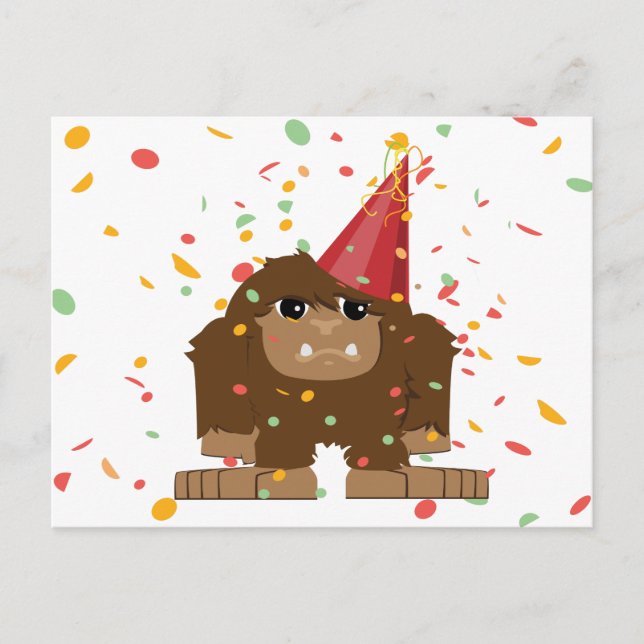 Confetti Party Sasquatch Bigfoot Invitation Postcard (Front)