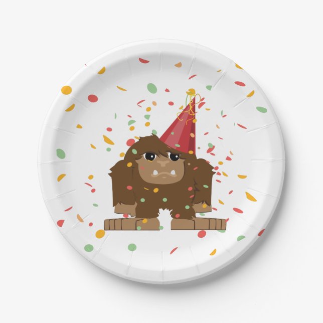 Confetti Party Sasquatch Bigfoot Paper Plate (Front)
