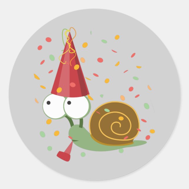 Confetti Party Snail Classic Round Sticker (Front)