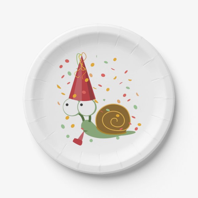 Confetti Party Snail Paper Plate (Front)