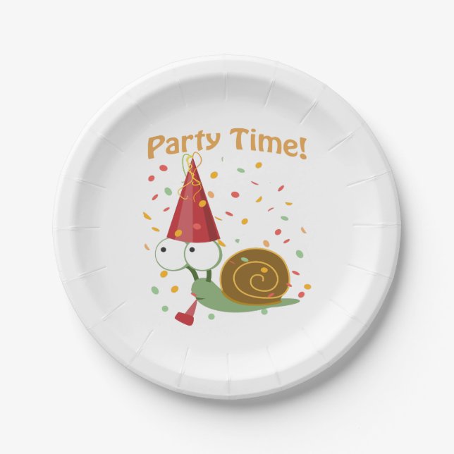 Confetti Party Time! Snail Paper Plate (Front)