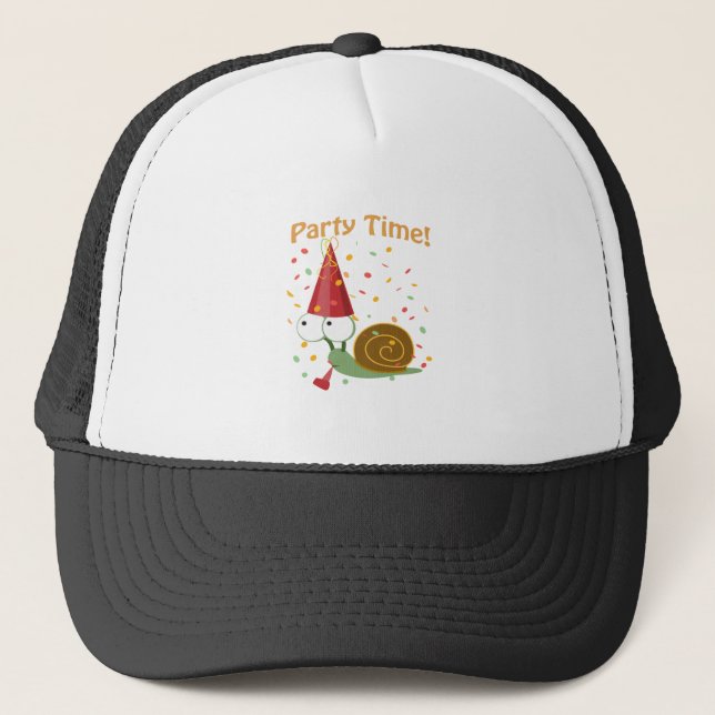 Confetti Party Time! Snail Trucker Hat (Front)