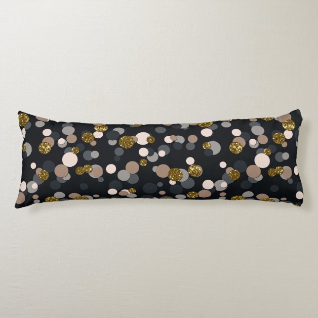 Confetti Peach, Maple, Grey and Gold Glitter Body Pillow (Front)