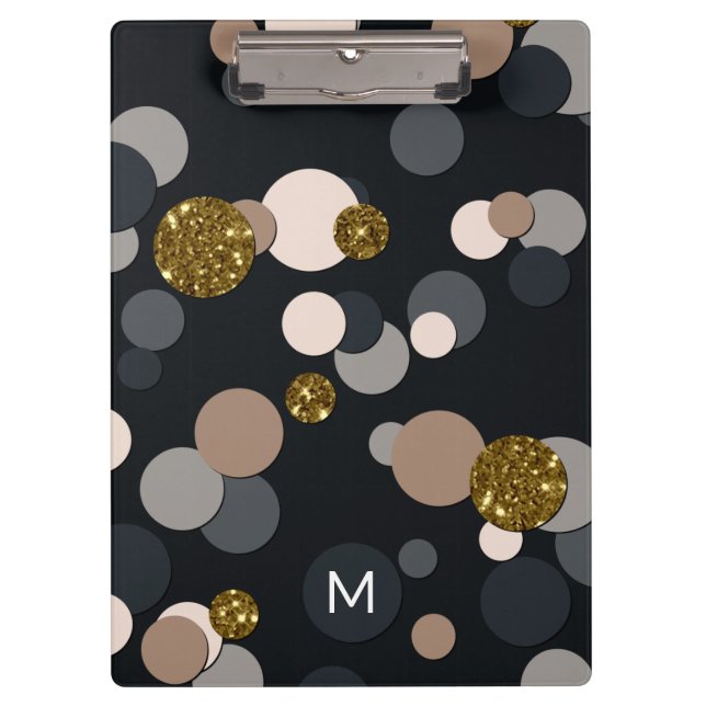 Confetti Peach, Maple, Grey and Gold Glitter Clipboard (Front)