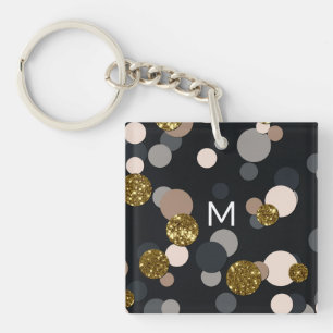 Confetti Peach, Maple, Grey and Gold Glitter Keychain