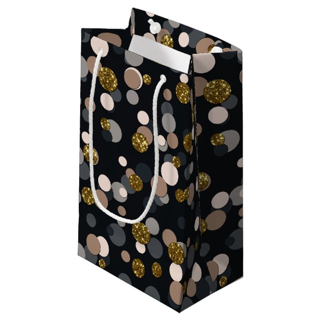 Confetti Peach, Maple, Grey and Gold Glitter Small Gift Bag (Front Angled)