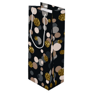 Confetti Peach, Maple, Grey and Gold Glitter Wine Gift Bag