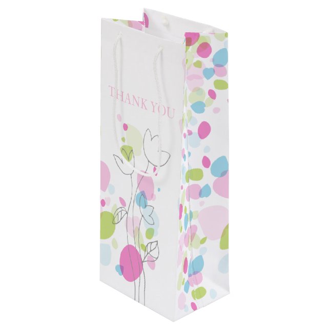 Confetti petals wedding thank you wine bag (Front Angled)