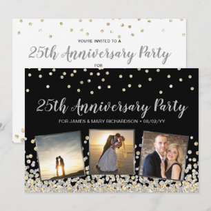 Confetti Photo Collage 25th Anniversary Party Invitation
