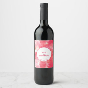 Confetti Pink Watercolor Abstract Modern Wine Label