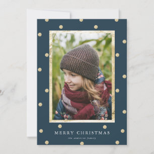 Confetti Polka Dot Holiday Card Navy