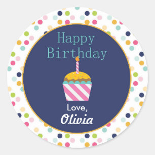Confetti Polka Dot Personalized Birthday Stickers