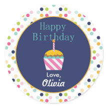 Confetti Polka Dot Personalized Birthday Stickers