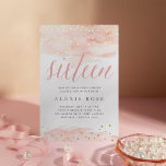 Confetti Pop Blush & Gold | Sweet Sixteen Birthday<br><div class="desc">Chic sweet sixteen invitations in blush pink and grey feature sheer washes of blush pink watercolor at the top and bottom with gold foil confetti and "sixteen" in pink watercolor calligraphy lettering. Personalize with your sweet 16 birthday party details beneath in elegant grey.</div>