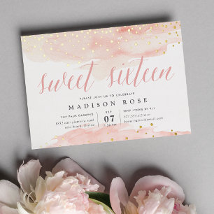 Confetti Pop Blush & Gold Sweet Sixteen Birthday