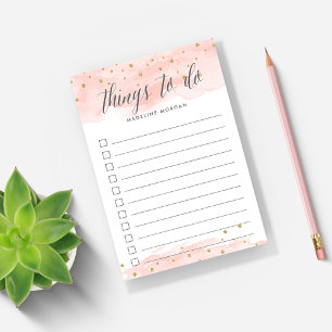 Confetti Pop Blush Personalized To Do List Post-it Notes
