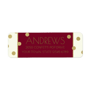 Confetti Pop Burgundy and Gold Address