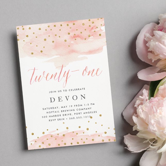 Confetti Pop | Invitation de fête du 21e anniversa (Créateur téléchargé)