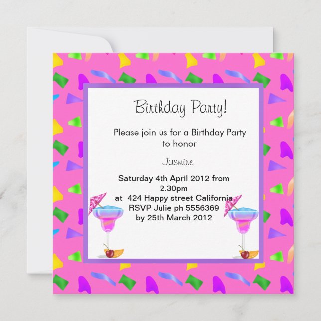 confetti punké ANNIVERSAIRE INVITATION (Devant)