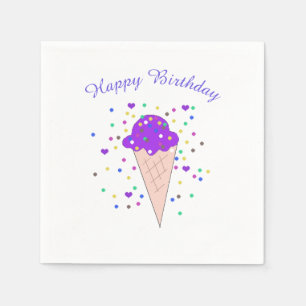 Confetti Purple Ice Cream Cone Napkin