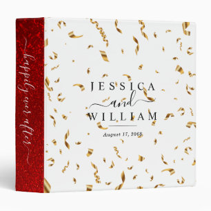 Confetti Red Elegant Wedding Photo Album Binder