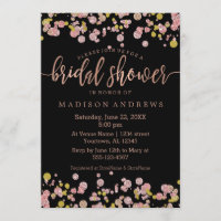 Confetti Rose Gold Bridal Shower Invitation